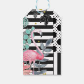 サマーピンクフラミンゴ水玉模様おもしろいファンキーパーティー ギフトタグ (裏面)