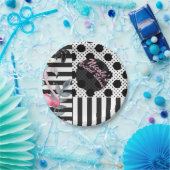 サマーピンクフラミンゴ水玉模様おもしろいファンキーパーティー ペーパープレート (パーティー)