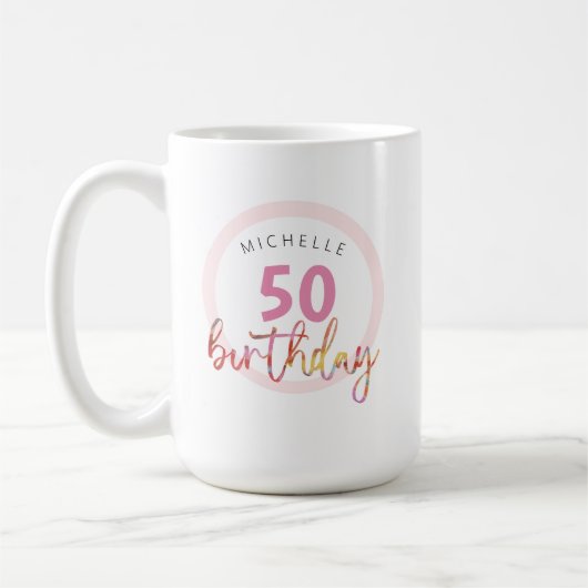 サマーピンクフローラエキゾチック水カラーイラストレーション コーヒーマグカップ (左)