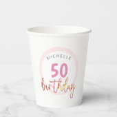 サマーピンクフローラエキゾチック水カラーイラストレーション 紙コップ (裏面)