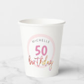 サマーピンクフローラエキゾチック水カラーイラストレーション 紙コップ (正面)