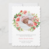 サマーピンクフローラフルーツリースフォトベビー誕生 案内状 (正面)