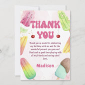 サマーピンクポプシクルガール誕生日サンキューカード サンキューカード (正面)