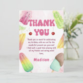 サマーピンクポプシクルガール誕生日サンキューカード サンキューカード (スタンド正面)