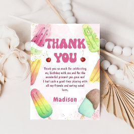 サマーピンクポプシクルガール誕生日サンキューカード サンキューカード