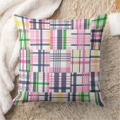 サマーピンクマドラスプレイド クッション (ブランケット)