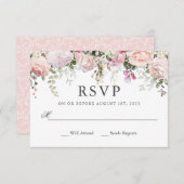 サマーピンクローゼスフローラ誕生日RSVP 出欠カード (正面/裏面)