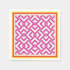 サマーピンク幾何学屋外クラシック スタンダードカクテルナプキン