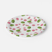 サマーピンク&グリーンスイカパターン ペーパープレート (アングル)