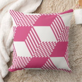 サマーピンク&ホワイトストライプダイヤモンド市松模様に クッション (ブランケット)