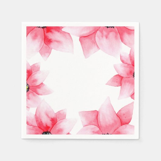 サマーピーチコーラルウォーターフローラシック スタンダードカクテルナプキン (正面)