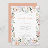 サマーピーチテラコッタボタニカルブライダルシャワー 招待状 (正面/裏面)