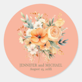 サマーピーチ&グリーンフローラ結婚ズ ラウンドシール