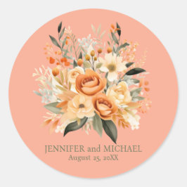 サマーピーチ&グリーンフローラ結婚ズ ラウンドシール