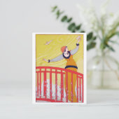 サマーファッションスケッチイエローチャールズマーティンアート ポストカード (スタンド正面)