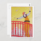 サマーファッションスケッチイエローチャールズマーティンアート ポストカード (正面/裏面)