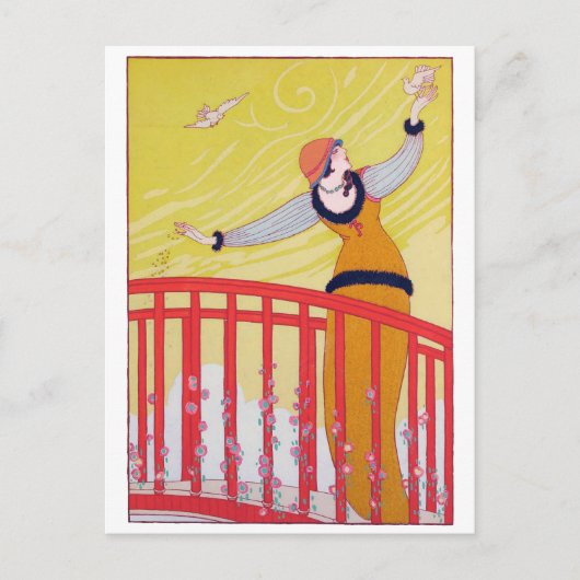 サマーファッションスケッチイエローチャールズマーティンアート ポストカード (正面)