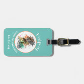 サマーファミリーバケーションターコイズ ラゲッジタグ (正面横)