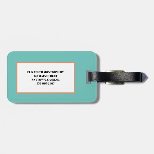 サマーファミリーバケーションターコイズ ラゲッジタグ (裏面横)