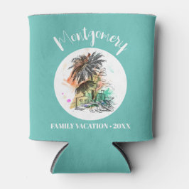 サマーファミリーバケーションターコイズ 缶クーラー