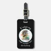 サマーファミリーバケーションブラック ラゲッジタグ (正面縦)