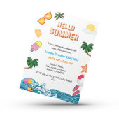 サマーファミリービーチプールパーティー 招待状