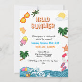 サマーファミリービーチプールパーティー 招待状 (正面)