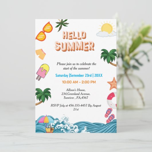 サマーファミリービーチプールパーティー 招待状 (スタンド正面)