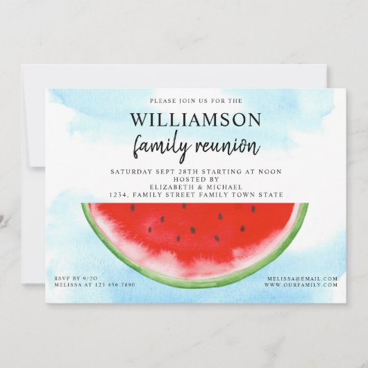 サマーファミリー懇親会スイカ 招待状 (正面)