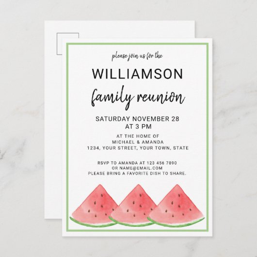 サマーファミリー懇親会スイカ 案内ポストカード (正面/裏面)