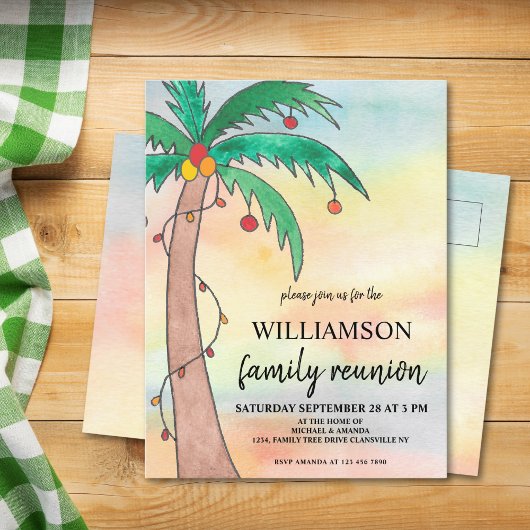 サマーファミリー懇親会招待状はがき 案内ポストカード