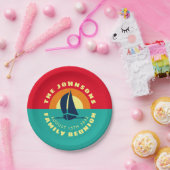 サマーファミリー懇親会湖パーティー名前をカスタムする ペーパープレート (パーティー)