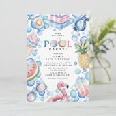 サマーファン プールパーティー 誕生日 招待状 (スタンド正面)