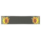 サマーファームハウスイエローサンフラワーオンブラック ショートテーブルランナー (横)