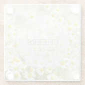 サマーフィールドデイジーカモミレ結婚フラワーズ応援 ガラスコースター (裏面)