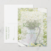サマーフィールドデイジーカモミールフラワーウェディングRSVP インビテーションポストカード (正面/裏面)