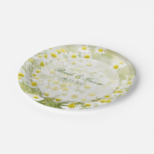 サマーフィールドデイジーカモミールフラワー結婚フローラ ペーパープレート (アングル)