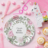 サマーフェミニンバラガーデンフローラ80誕生日 ペーパープレート (パーティー)