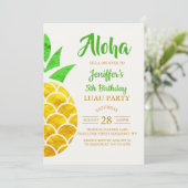 サマーフォイル金ゴールド幾何学パイナップル |誕生日 招待状 (スタンド正面)