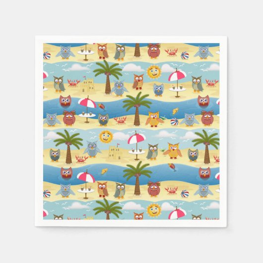 サマーフクロウ スタンダードカクテルナプキン (正面)