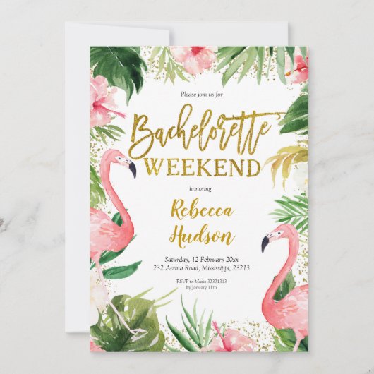 サマーフラミンゴバチェロレッテウィークエンド招待状 招待状 (正面)