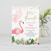 サマーフラミンゴバルーン誕生日招待状 招待状 (スタンド正面)