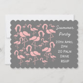 サマーフラミンゴピクニックガーデンパーティーお祝い 招待状 (正面)