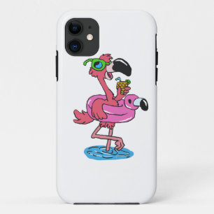 サマーフラミンゴ漫画 背景色を選択 iPhone 11 ケース