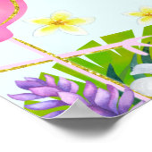 サマーフラミンゴ誕生日パーティーウェルカムサイン ポスター (角)