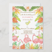 サマーフラミンゴ誕生日招待状 招待状 (正面)