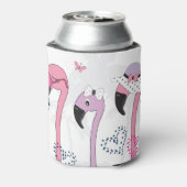 サマーフラミンゴ:ビーチヴィンテージイラストレーション。 缶クーラー (缶裏面)