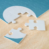 サマーフラミンゴ |ブルー水玉模様装飾品 ジグソーパズル (側面)