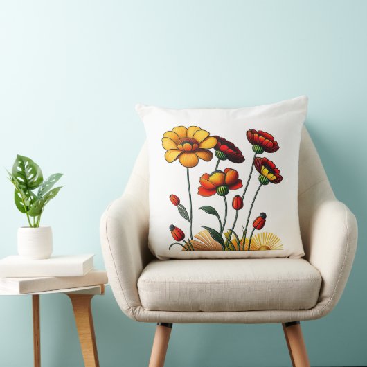 サマーフラワーズコットン装飾用クッション クッション (椅子)