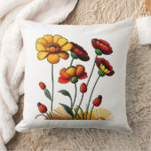 サマーフラワーズコットン装飾用クッション クッション (ブランケット)